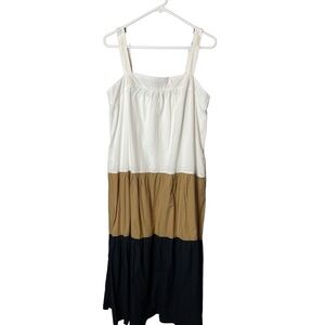 Maeve by Anthropologie White Tan Black Layered Midi Dress M